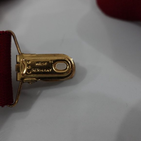 Suspender Mens Red Clip On X Back Adjustable Stretch Burgundy Wine WEST GERMANY - Picture 6 of 10